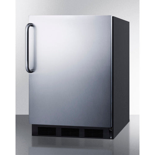 Summit Accucold | 24" Wide All-Refrigerator, ADA Compliant (AL752BK) Stainless Front with Black Cabinet and Towel Bar Handle (AL752BKSSTB)   - Toronto Brewing