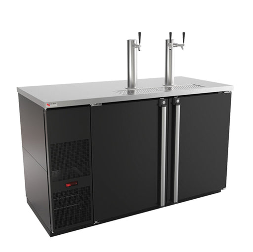 Micro Matic Pro-Line™ | 59-1/2" Wide Kegerator - Black with Integrated Glass Rinser (MDD58-E-LT) 1x single tap and 1x double tap   - Toronto Brewing