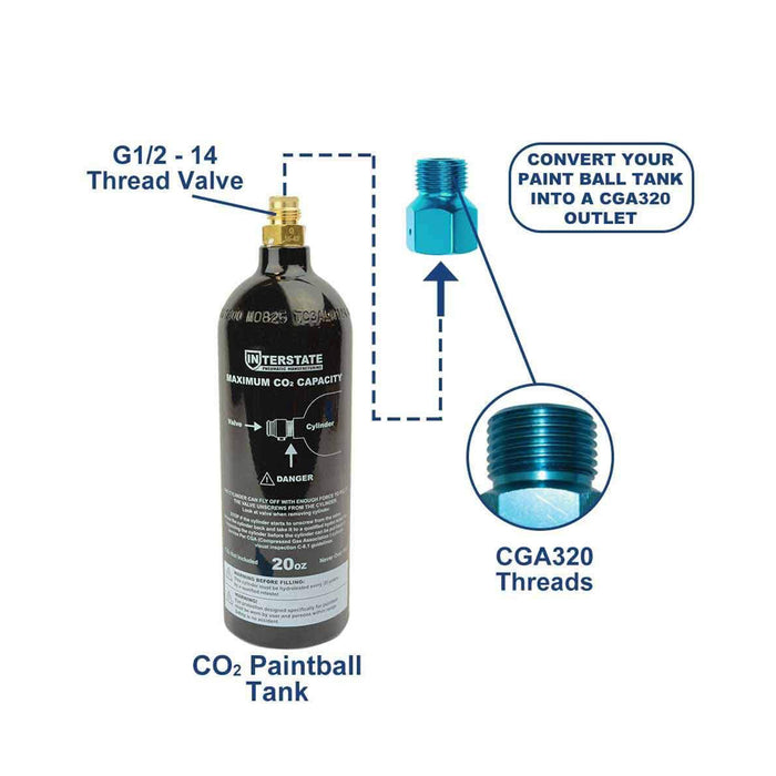 Paintball Tank Adapter for CGA320 Standard CO2 Regulator    - Toronto Brewing