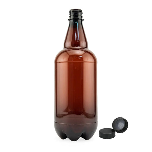 Plastic Beer Bottles | Brown - 12 x 1000 ml with Caps    - Toronto Brewing