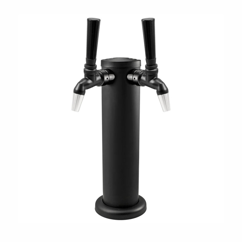Double Tap Beer Tower - Black Phantom With SS Punisher NukaTap Faucets    - Toronto Brewing