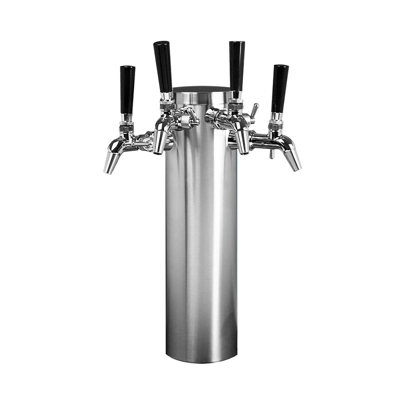 Quad Tap Beer Tower - Stainless Steel Nukatap Flow Control Faucets    - Toronto Brewing