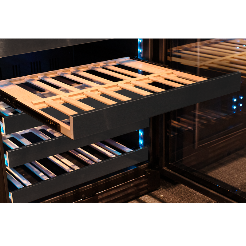 Allavino Reserva Series 100 Bottle 34" Undercounter Dual Zone Side-by-Side Wine Coolers with Black Stainless Steel Doors