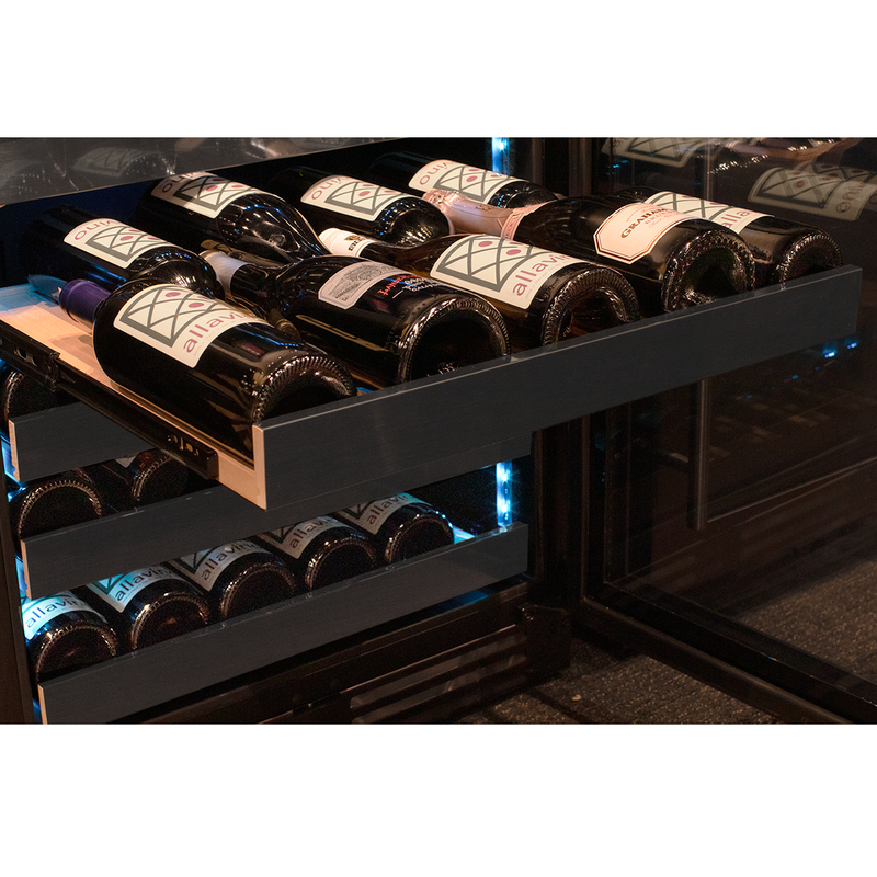 Allavino Reserva Series 100 Bottle 34" Undercounter Dual Zone Side-by-Side Wine Coolers with Black Stainless Steel Doors