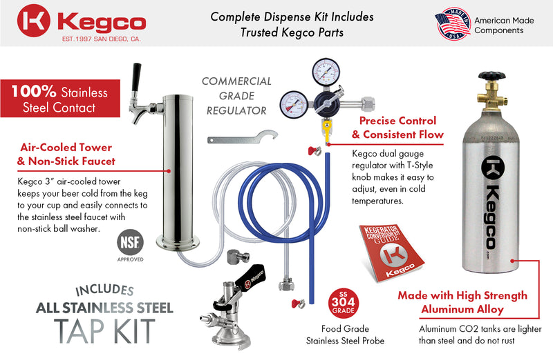 Kegco 24" Wide Single Tap Black Digital Kegerator for German Beers