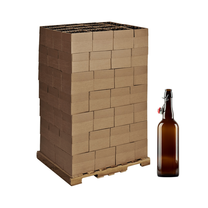 Swingtop Flip Top Glass Bottles | Brown (750 ml) Skid - 84 Cases (1008 Bottles)    - Toronto Brewing