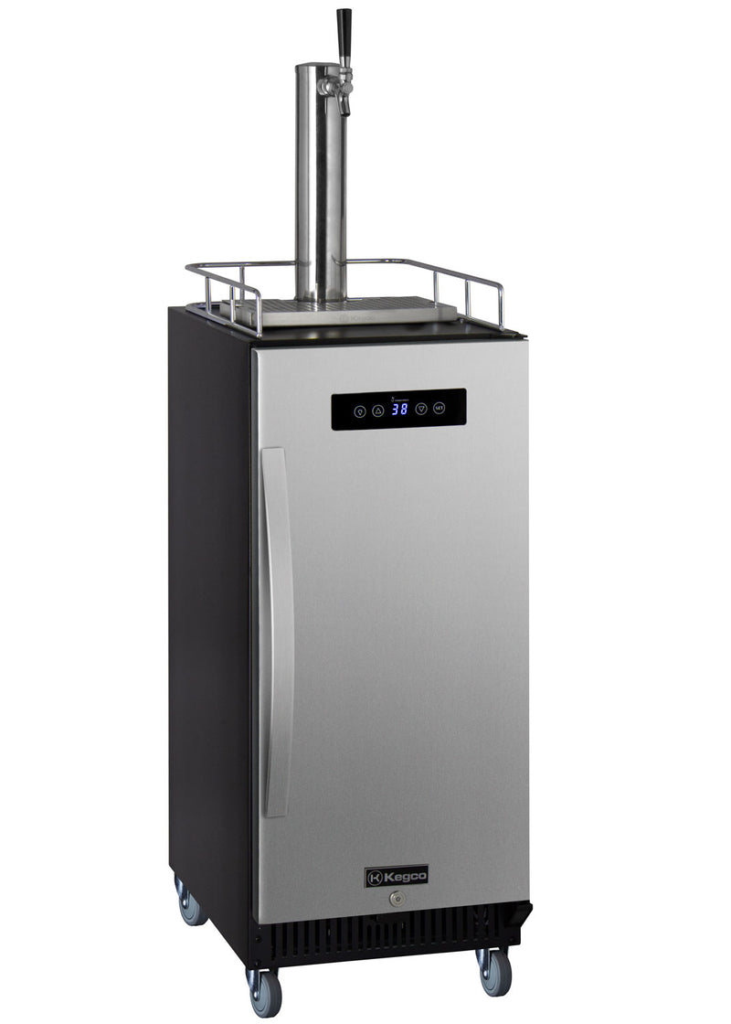 Kegco 15" Wide Single Tap Stainless Steel Commercial Carbonated Water Kegerator