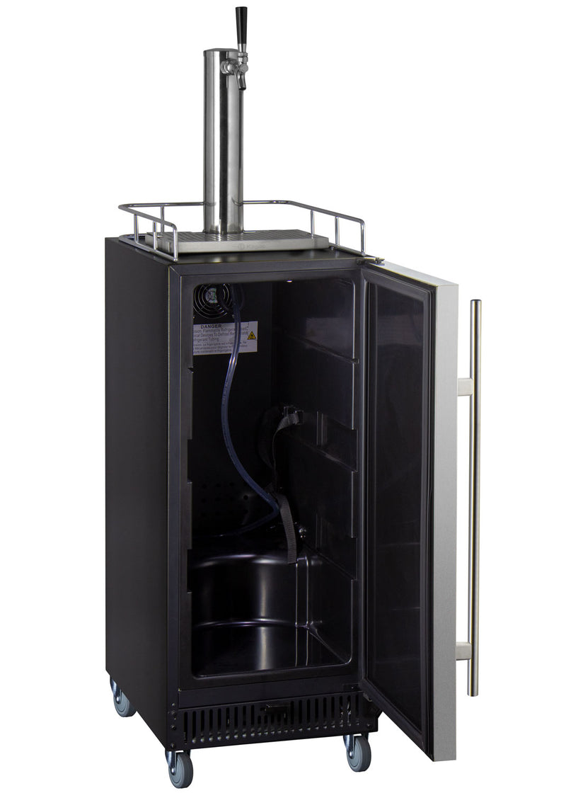 Kegco 15" Wide Single Tap Stainless Steel Commercial Carbonated Water Kegerator
