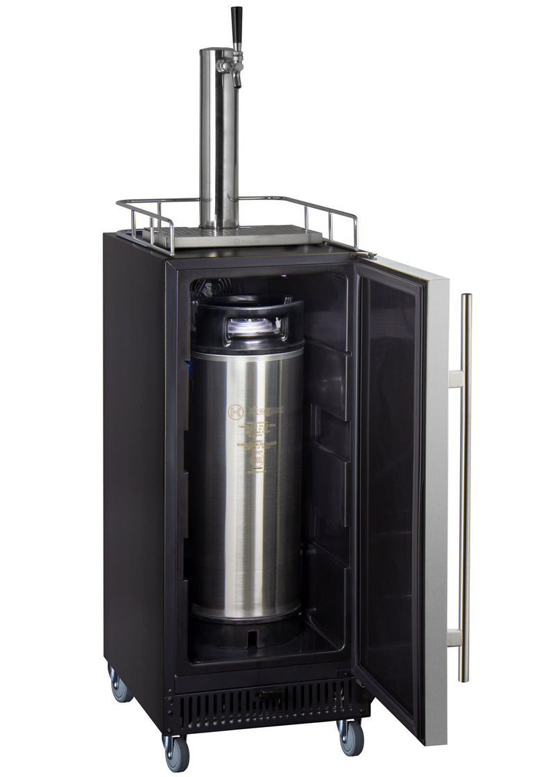 Kegco 15" Wide Single Tap Stainless Steel Commercial Carbonated Water Kegerator