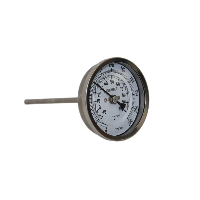Stainless Steel 1/2" NPT Thermometer 4" Probe    - Toronto Brewing