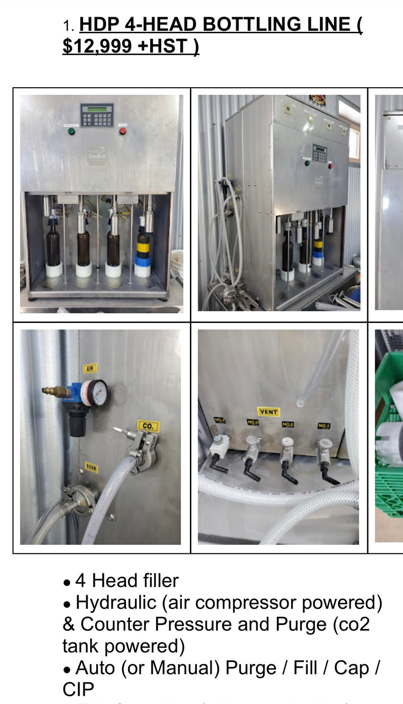 DP 4-Head Counter-Pressure Bottling Line w/ Primera AP360 Labeler (Used)