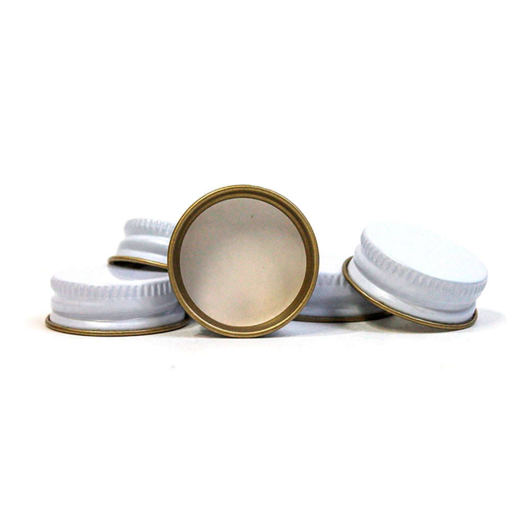 Metal Oxygen Barrier Screw Cap Lid for 38mm Growlers and Jugs - White (100 Count)