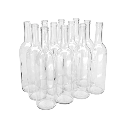 Bordeaux Wine Bottles | Clear Glass (750ml) - 12 per Case    - Toronto Brewing