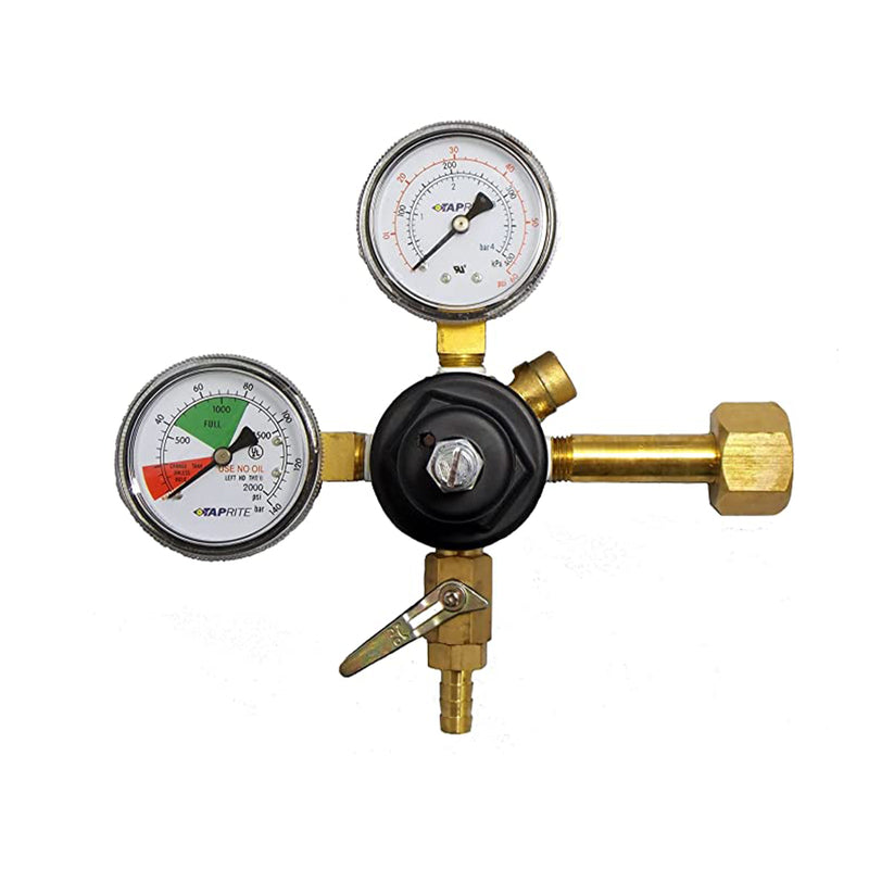 Taprite | Dual Gauge CO2 Gas Regulator - Zinc Bonnet (Barbed Connection) [3741-BR]    - Toronto Brewing