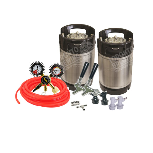 Ball Lock Homebrew Kegging Kit for Two 2.5 Gallon Cornelius Kegs with Faucet Adapter and Regulator    - Toronto Brewing
