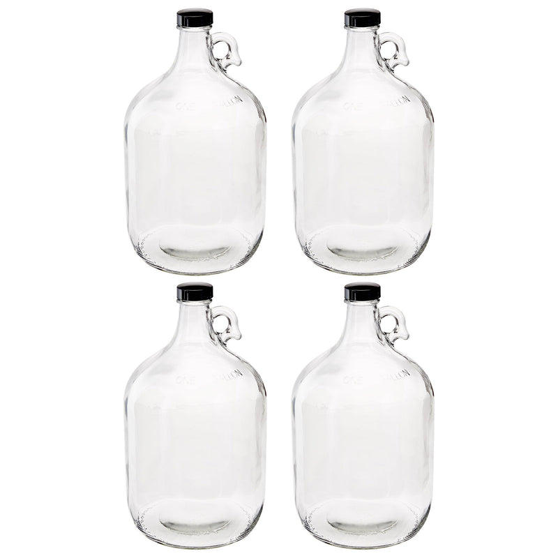 Carboy - 1 Gallon Clear Glass Growler Fermenter with Polyseal 38mm Screw Cap (Pack of 4)    - Toronto Brewing