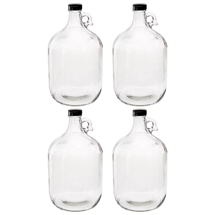 Carboy - 1 Gallon Clear Glass Growler Fermenter with Polyseal 38mm Screw Cap (Pack of 4)    - Toronto Brewing
