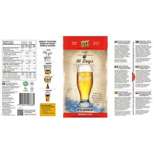 Coopers Beer Kit | Pilsner '86 Days' (6 Gallon/23 Litre)    - Toronto Brewing