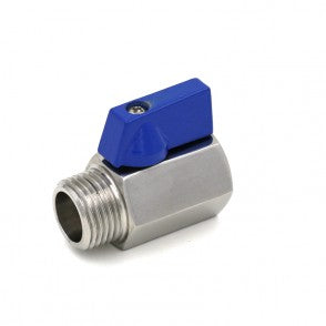 Stainless Steel 1/2" Mini Ball Valve - Male 1/2" MPT x Female 1/2" FPT    - Toronto Brewing