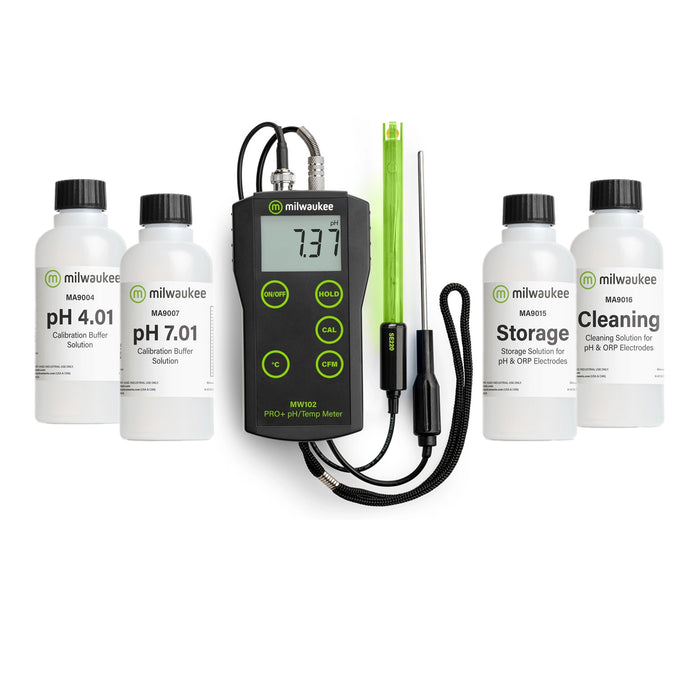 Complete pH Bundle - Milwaukee MW102 Pro+ 2 in 1 pH and Temperature Meter With ATC    - Toronto Brewing
