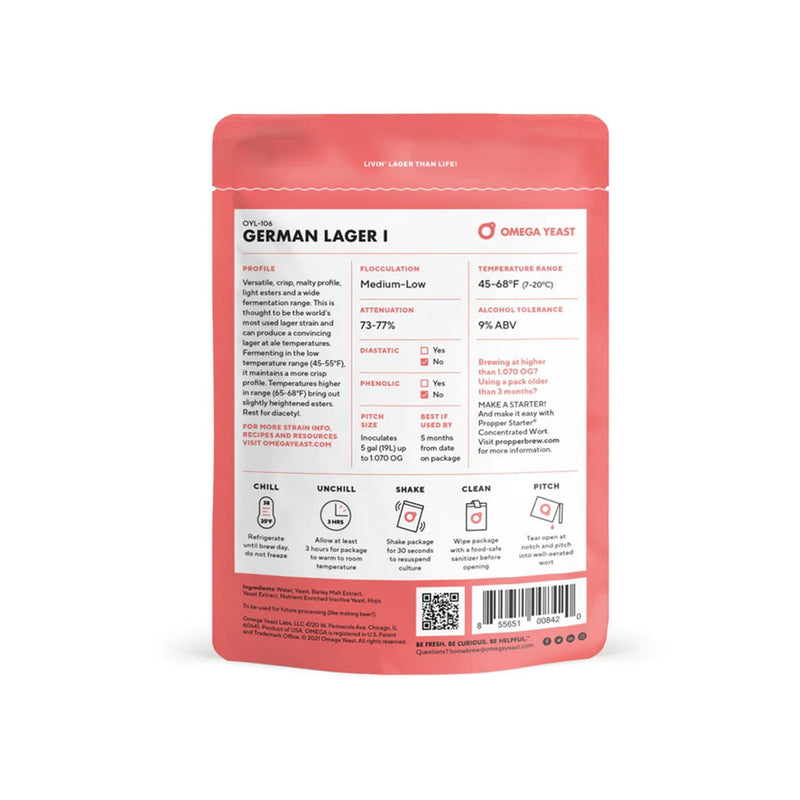 Omega Yeast Labs | OYL-106 - German Lager I    - Toronto Brewing