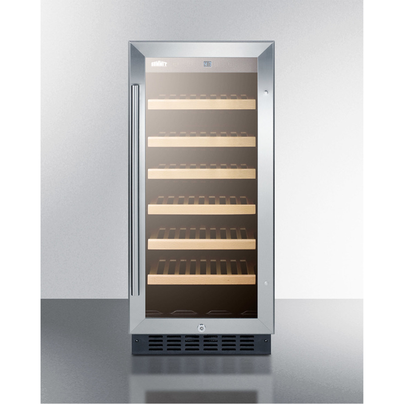 Summit | 33 Bottle Single Zone Built-In Wine Cooler - Stainless Steel (SWC1535B)    - Toronto Brewing