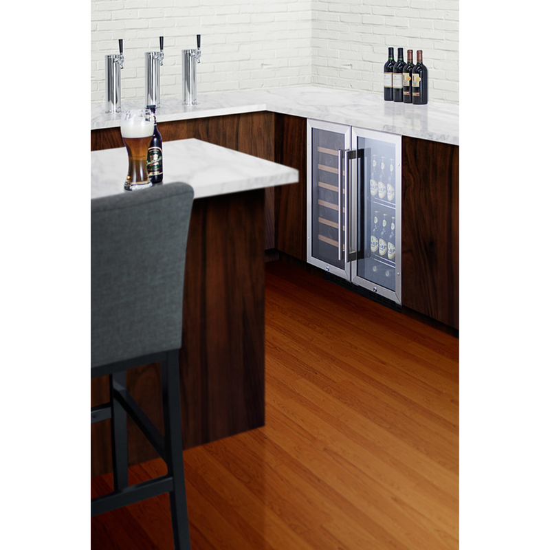 Summit | 33 Bottle Single Zone Built-In Wine Cooler - Stainless Steel (SWC1535B)    - Toronto Brewing