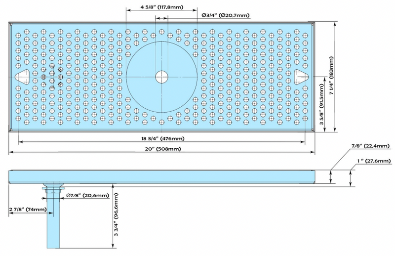 Countertop Drip Tray | Stainless Steel with Centre Rinser (20" x 7")    - Toronto Brewing