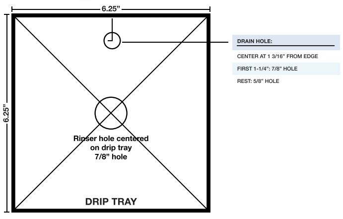 Drip Tray with Glass Rinser (6 1/4"x 6 1/4")    - Toronto Brewing