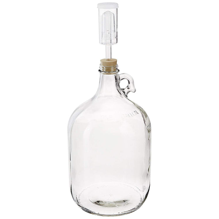 Carboy - 1 Gallon Clear Glass Growler Fermenter with Airlock and #6.5 Rubber Bung    - Toronto Brewing