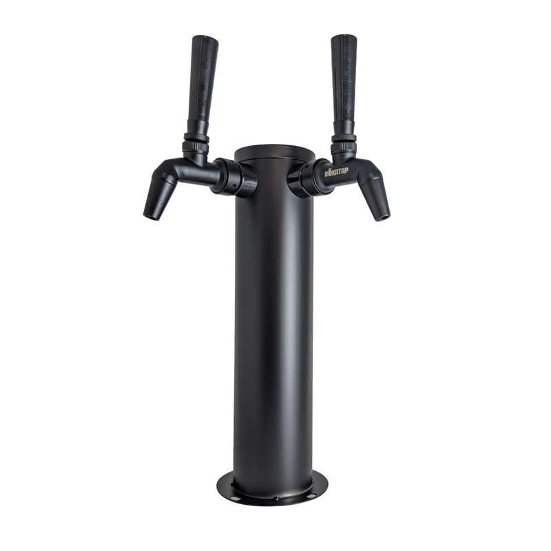 Double Tap Beer Tower - Black Phantom With SS Stealth Bomber NukaTap Faucets    - Toronto Brewing
