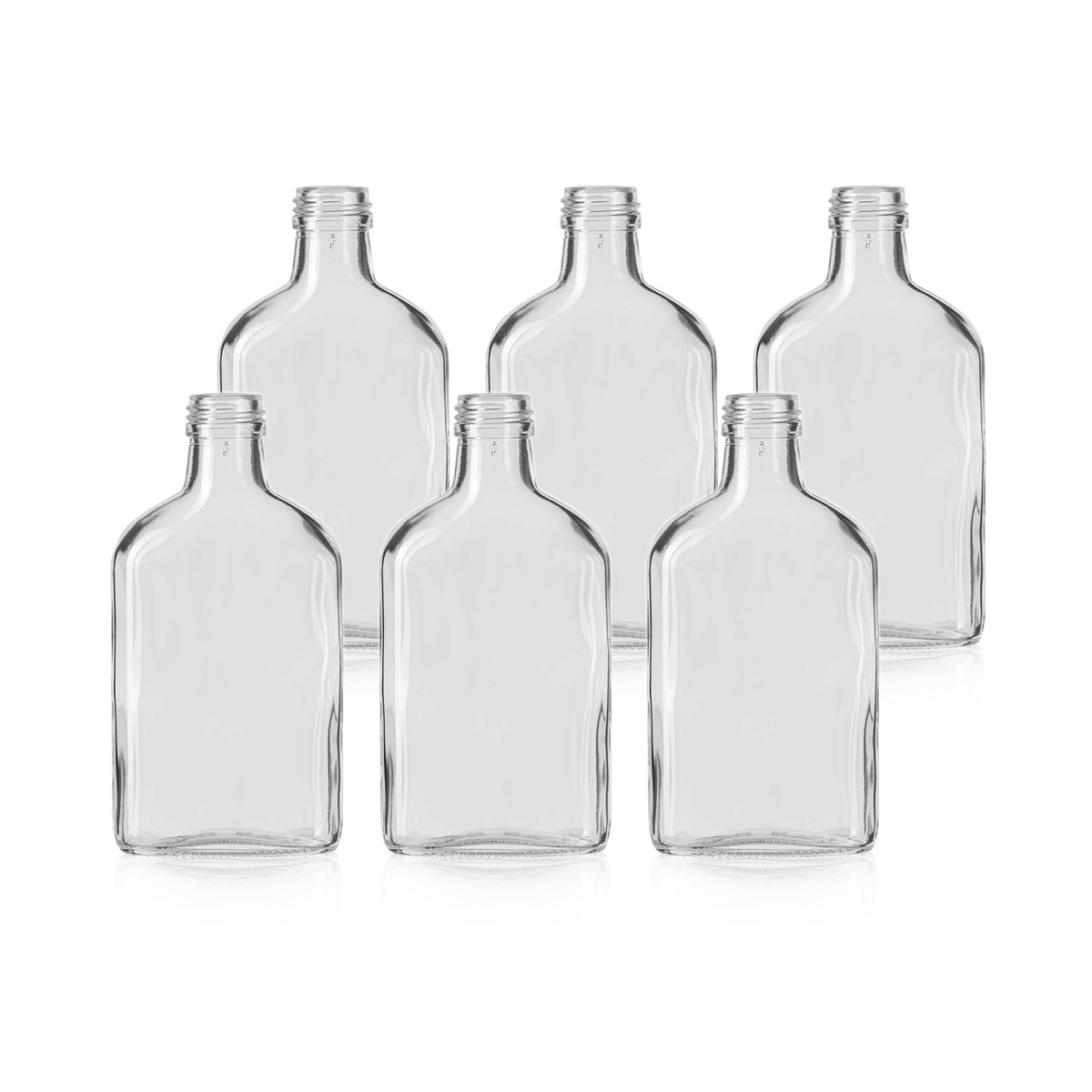 Glass Flask Bottles - Case of 6 - Clear (200 ml) — Toronto Brewing