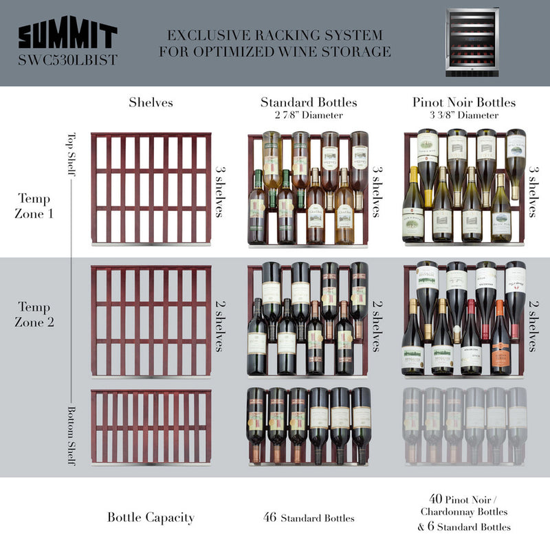 Summit | 24" Wide Built-In Dual Zone Wine Cellar    - Toronto Brewing