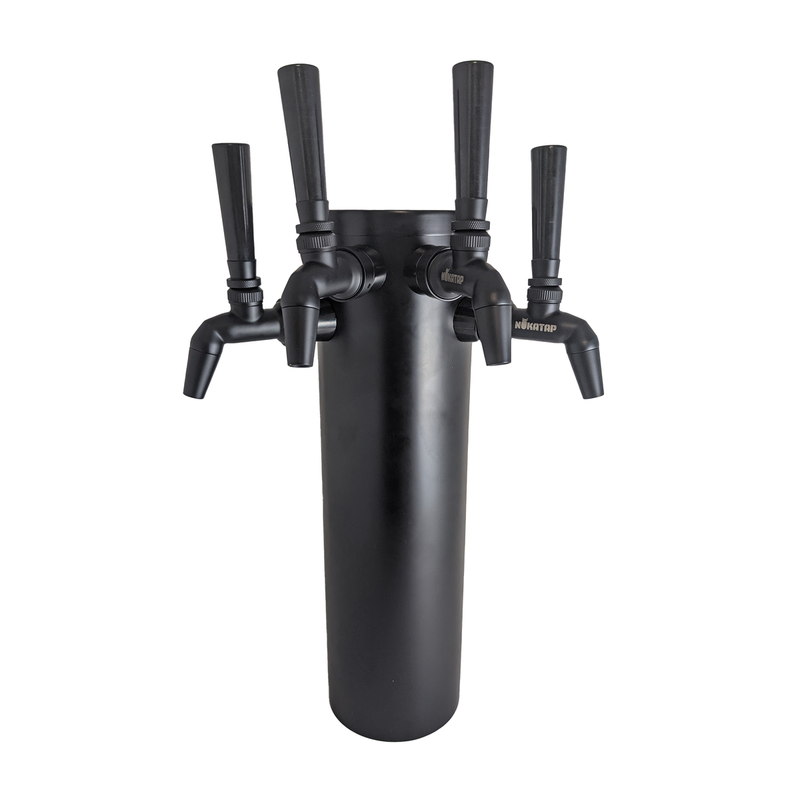 Quadruple Tap Beer Tower - Black Phantom With SS Stealth Bomber NukaTap Faucets    - Toronto Brewing