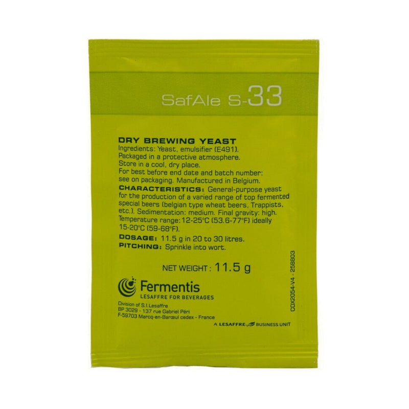 Fermentis | Safbrew S-33 Dry Yeast (11.5 g)    - Toronto Brewing
