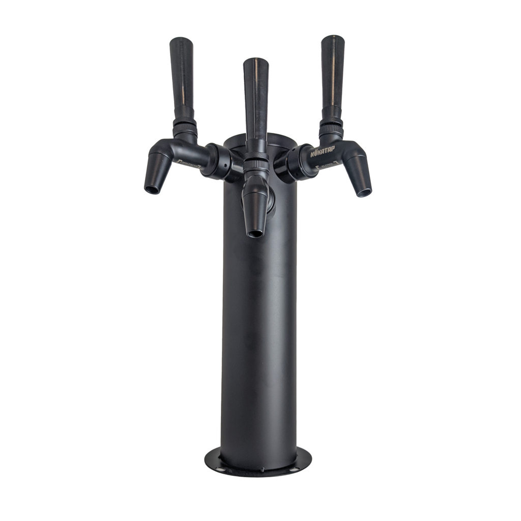 Triple Tap Beer Tower - Black Phantom With SS Stealth Bomber NukaTap Faucets